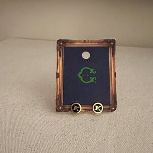 CWonder Gold and Black Initial K Stud Earrings